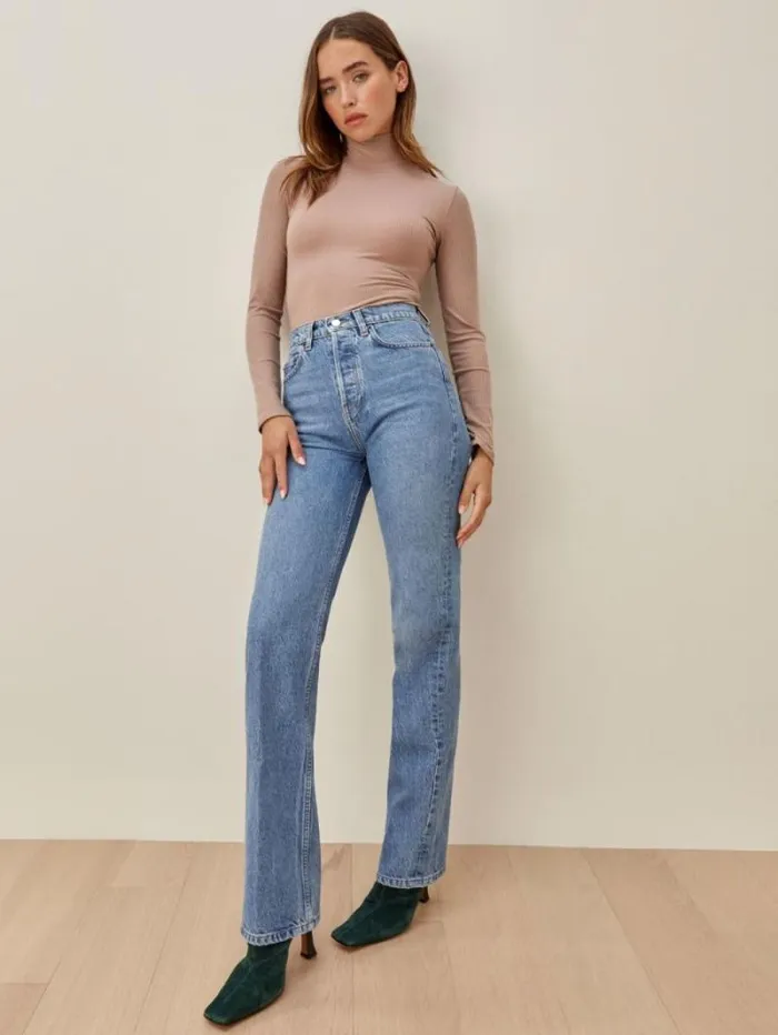 The Reformation Cynthia High Rise Straight Long Jeans Colorado 8211 Clothing