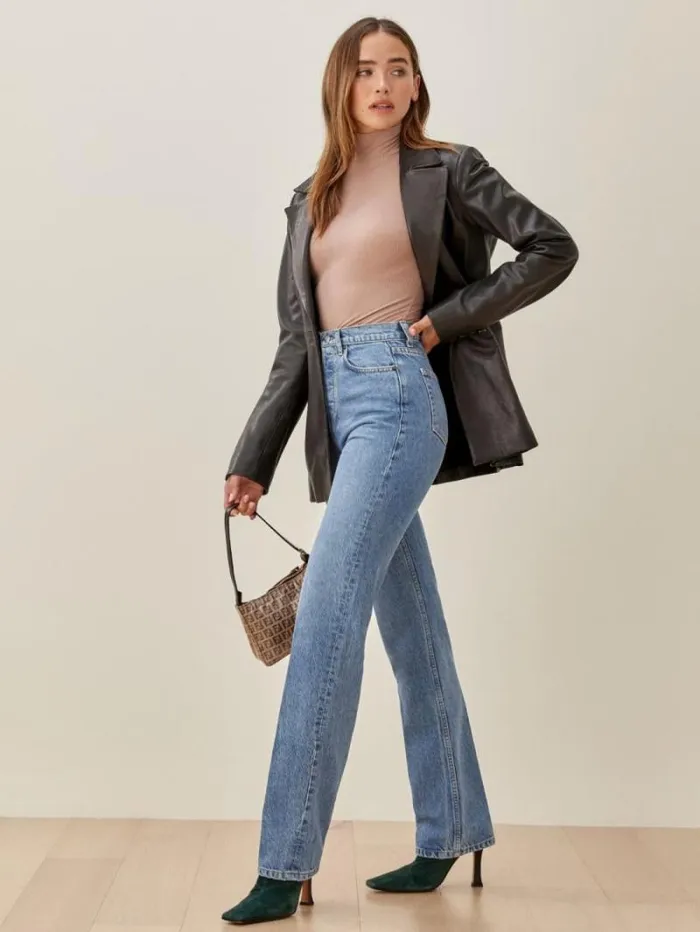 The Reformation Cynthia High Rise Straight Long Jeans Colorado 8211 Clothing