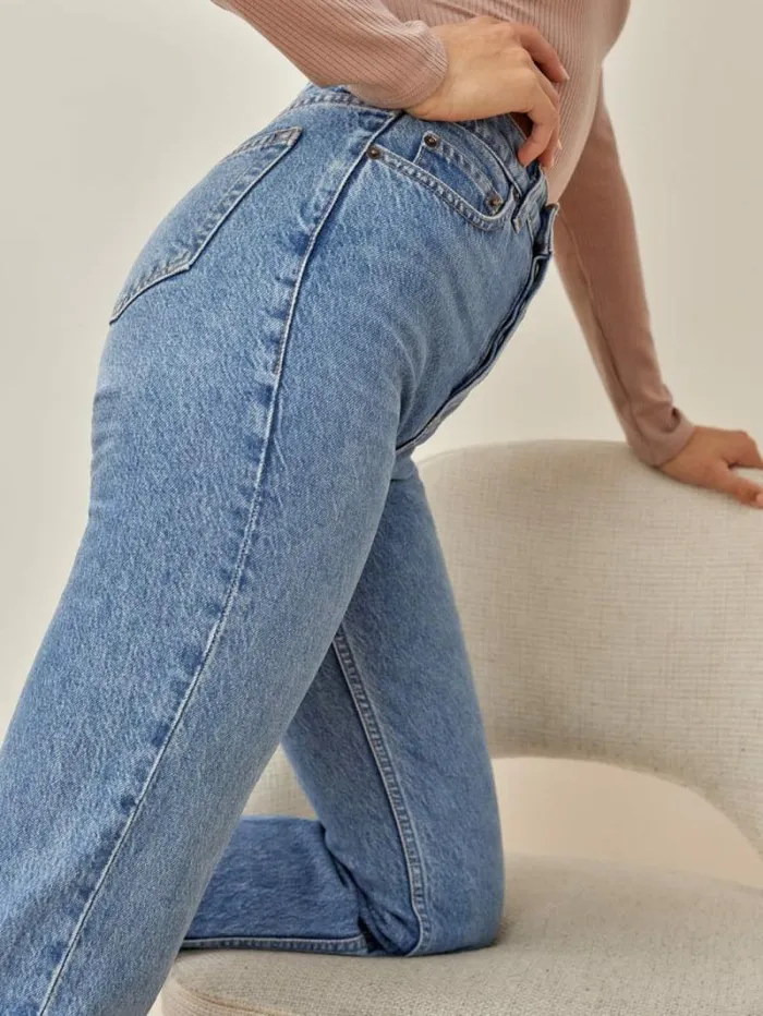 The Reformation Cynthia High Rise Straight Long Jeans Colorado 8211 Clothing