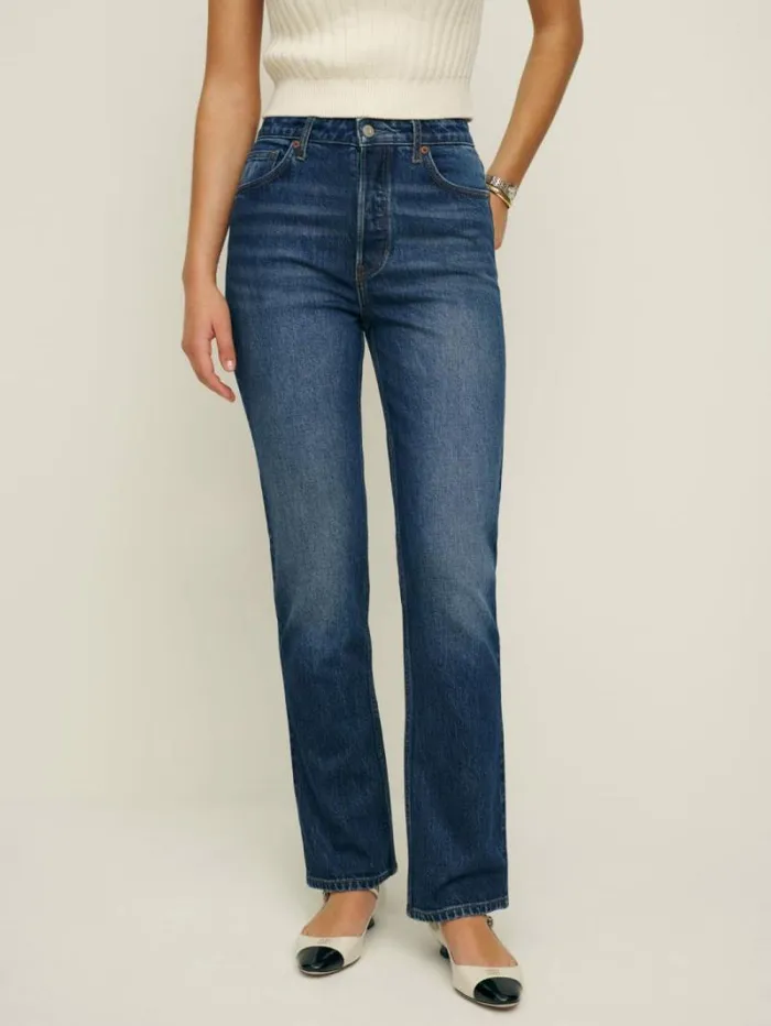 The Reformation Cynthia Stretch High Rise Straight Jeans Bennett 8211 Clothing