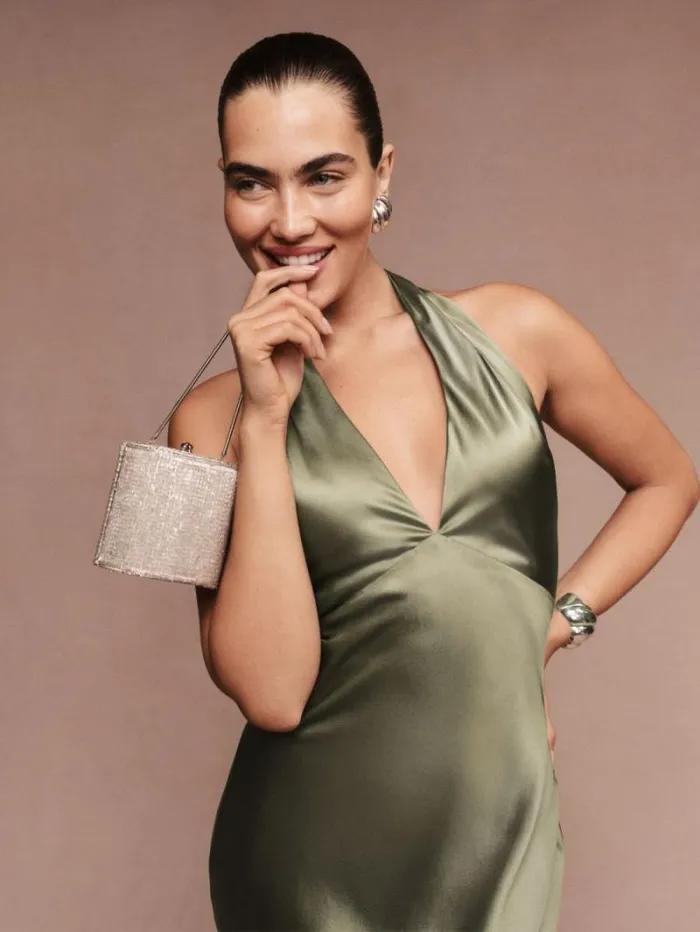 The Reformation Daniela Silk Dress Aloe Vera 8211 Weddings