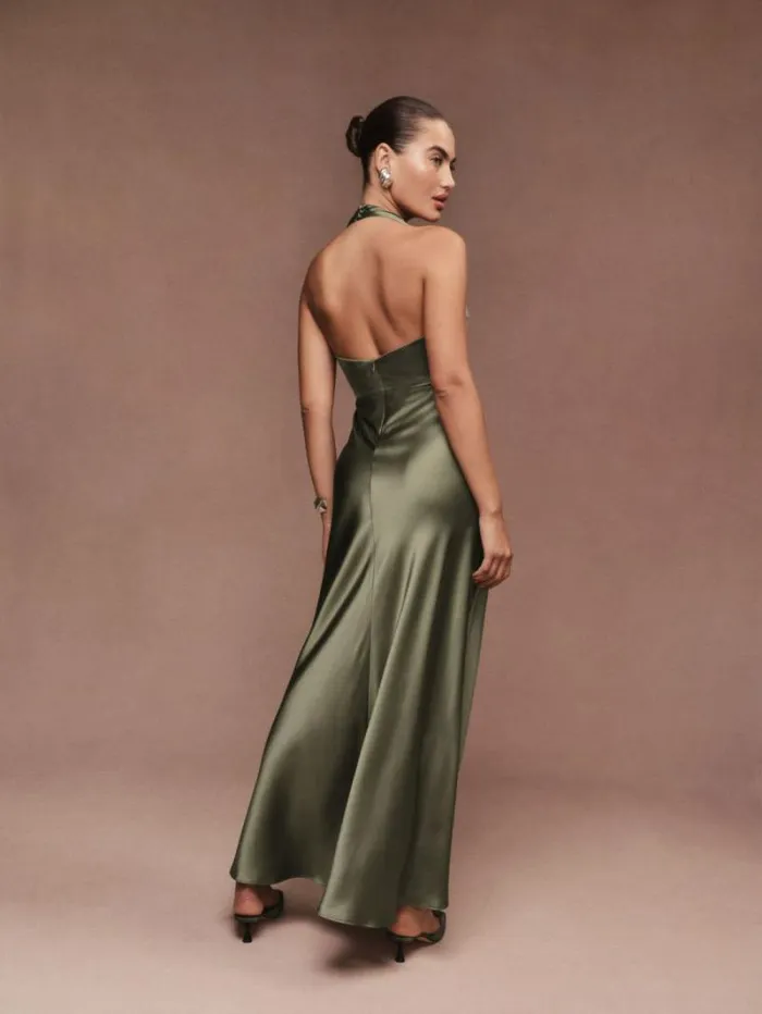 The Reformation Daniela Silk Dress Aloe Vera 8211 Weddings