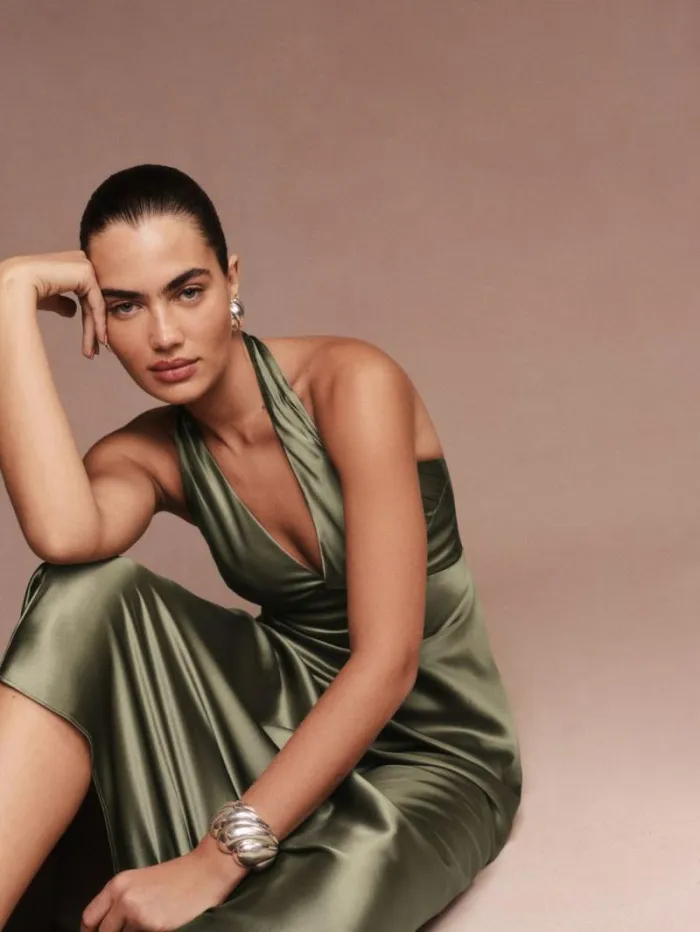 The Reformation Daniela Silk Dress Aloe Vera 8211 Weddings