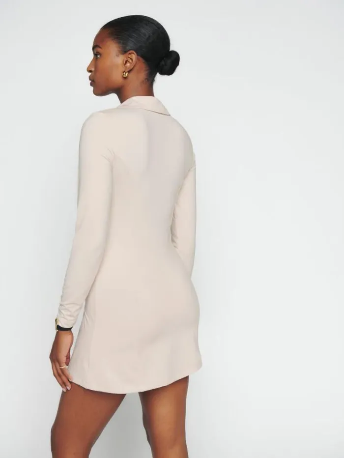 The Reformation Desirae Ecostretch Dress Almond 8211 Clothing