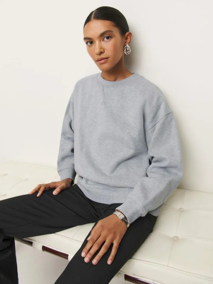 The Reformation Drew Vintage Oversized Crewneck Sweatshirt Heather Grey 8211 Clothing