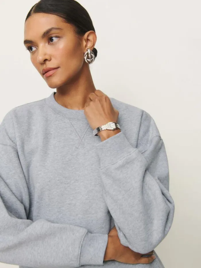The Reformation Drew Vintage Oversized Crewneck Sweatshirt Heather Grey 8211 Clothing