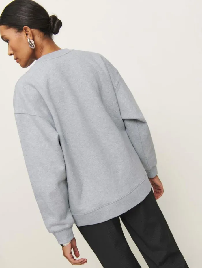 The Reformation Drew Vintage Oversized Crewneck Sweatshirt Heather Grey 8211 Clothing