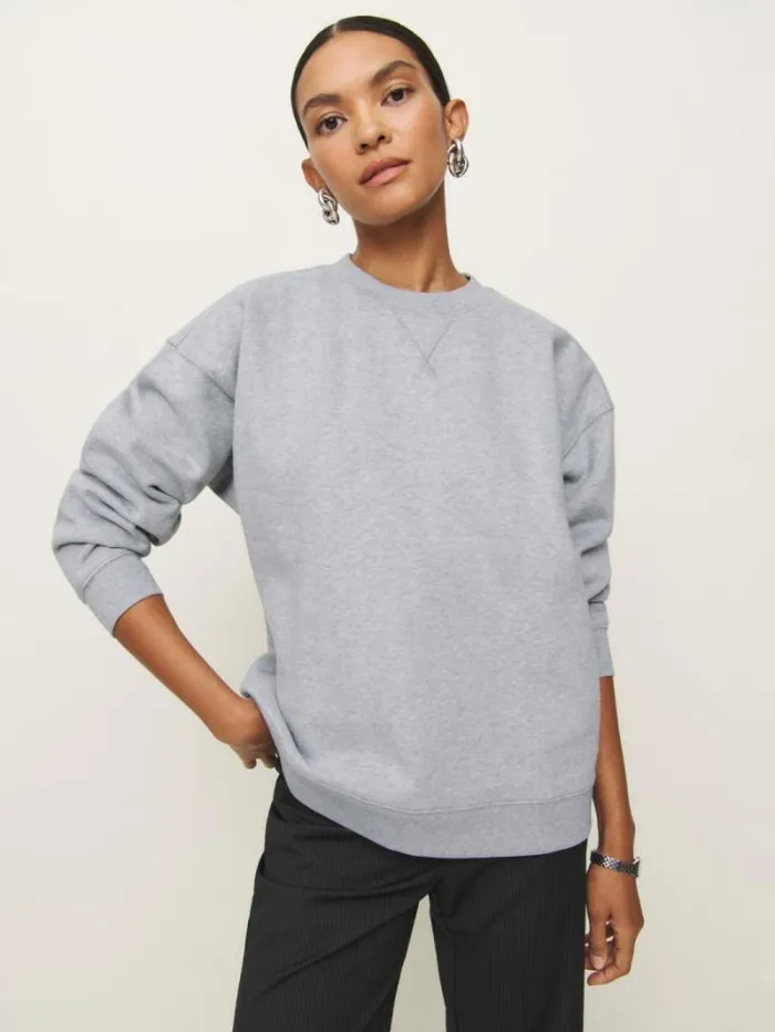 The Reformation Drew Vintage Oversized Crewneck Sweatshirt Heather Grey 8211 Clothing