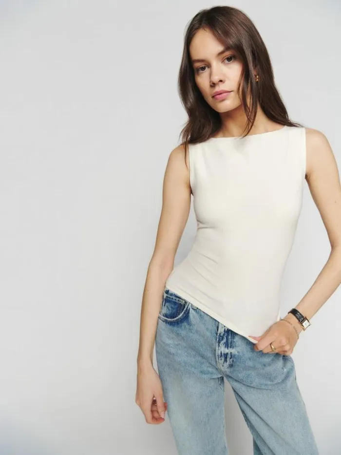 The Reformation Dusk Knit Top Fior Di Latte 8211 Clothing