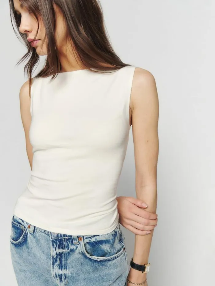 The Reformation Dusk Knit Top Fior Di Latte 8211 Clothing