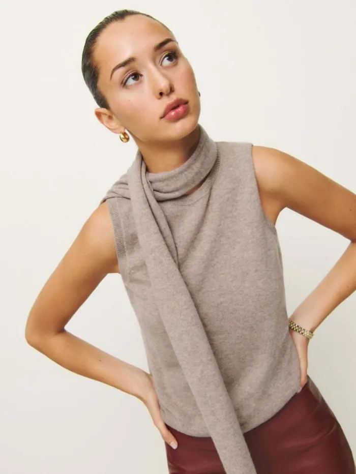 The Reformation Elena Cashmere Scarf Tank Toast 8211 Clothing