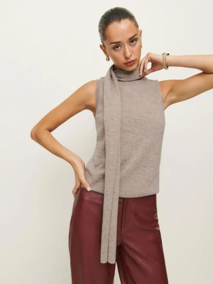 The Reformation Elena Cashmere Scarf Tank Toast 8211 Clothing