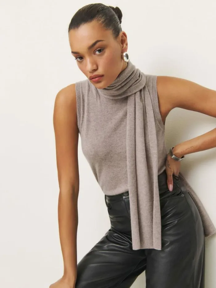 The Reformation Elena Cashmere Scarf Tank Toast 8211 Clothing