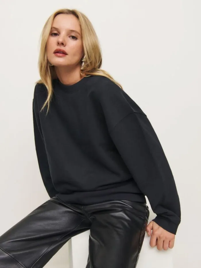 The Reformation Emma Classic Crewneck Sweatshirt Black 8211 Clothing