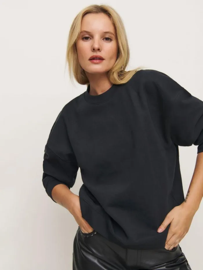 The Reformation Emma Classic Crewneck Sweatshirt Black 8211 Clothing