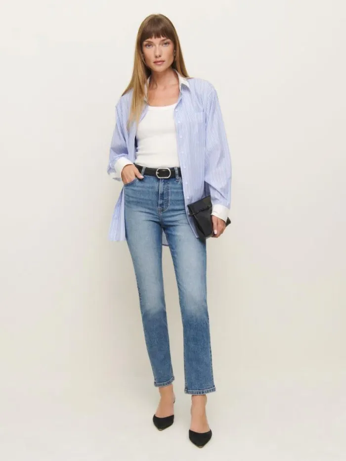 The Reformation Ezra Super Stretch High Rise Straight Jeans Sinnan 8211 Clothing