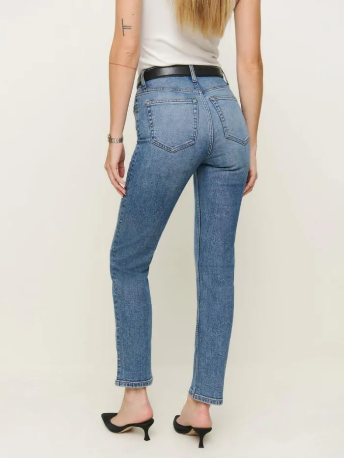 The Reformation Ezra Super Stretch High Rise Straight Jeans Sinnan 8211 Clothing