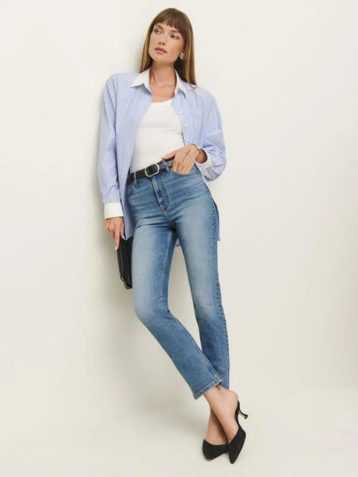 The Reformation Ezra Super Stretch High Rise Straight Jeans Sinnan 8211 Clothing