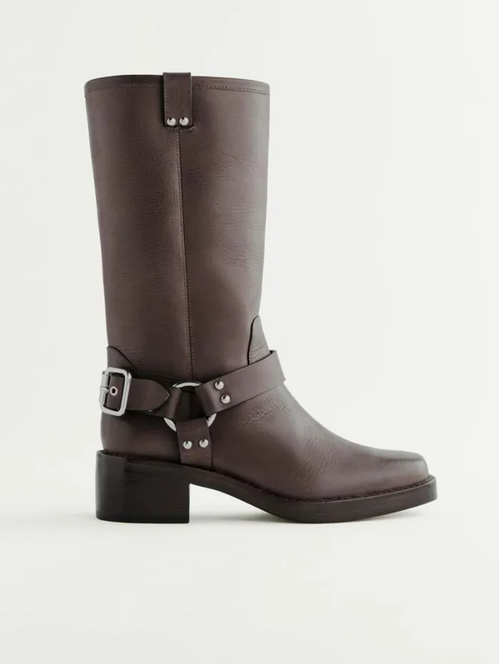 The Reformation Francesca Moto Boot Distressed Brown 8211 Shoes