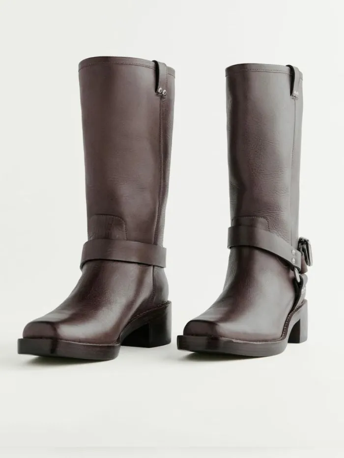 The Reformation Francesca Moto Boot Distressed Brown 8211 Shoes