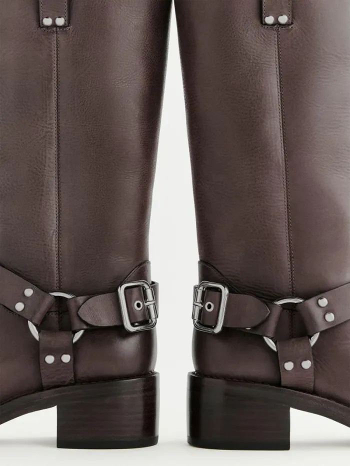 The Reformation Francesca Moto Boot Distressed Brown 8211 Shoes