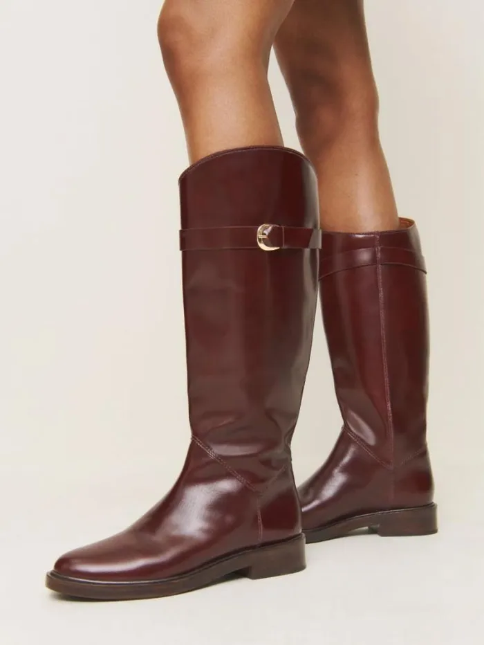 The Reformation Franklin Knee Boot Ruby Leather 8211 Shoes