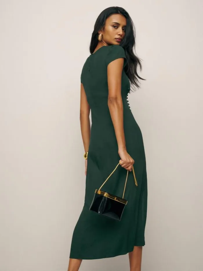 The Reformation Frasier Dress Forest 8211 Clothing