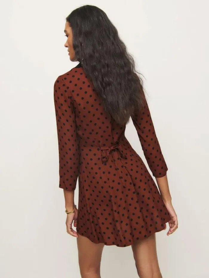 The Reformation Galene Dress Fig Jam Dot 8211 Clothing
