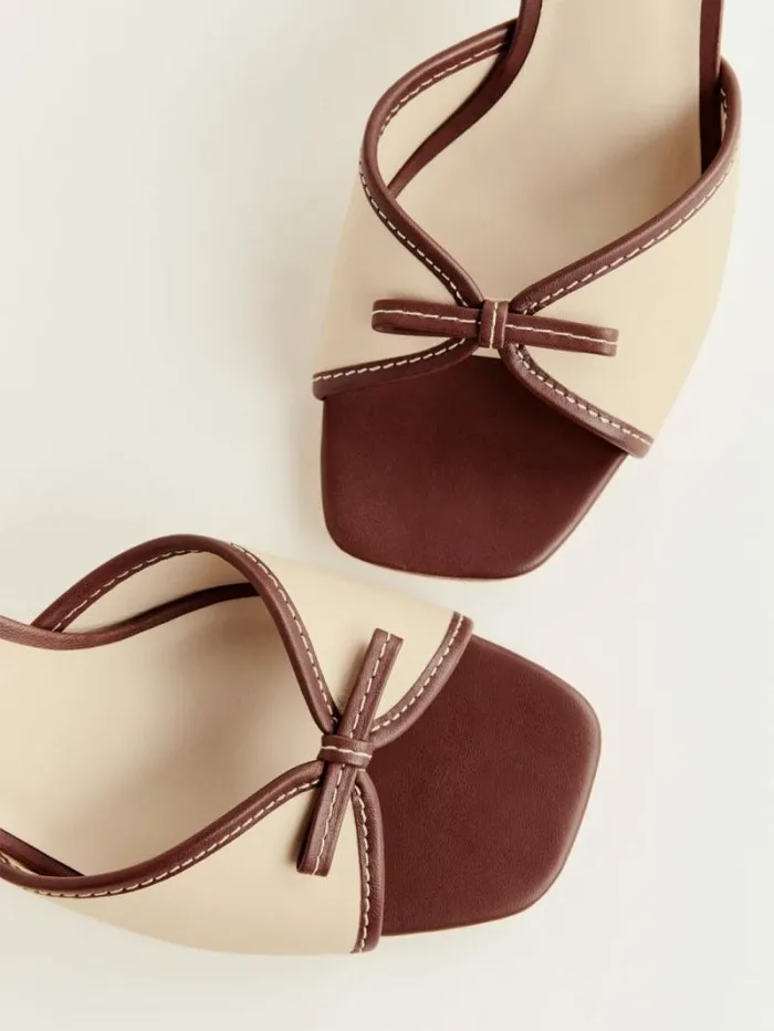 The Reformation Gene Heeled Sandal Almond Walnut 8211 WeddingsShoes