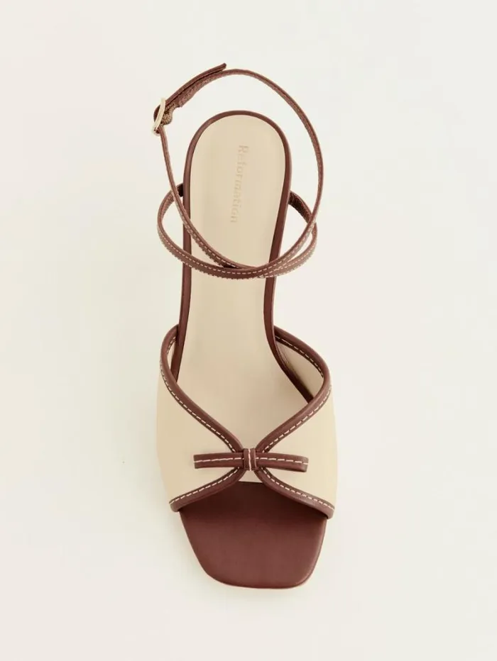 The Reformation Gene Heeled Sandal Almond Walnut 8211 WeddingsShoes