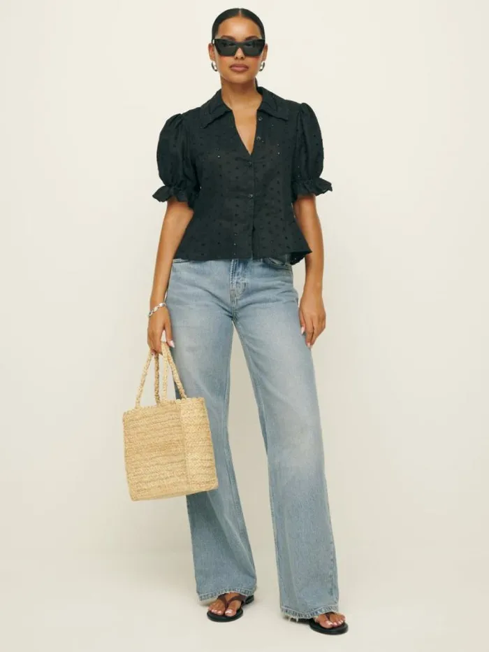 The Reformation Gibson Top Black Eyelet 8211 Clothing