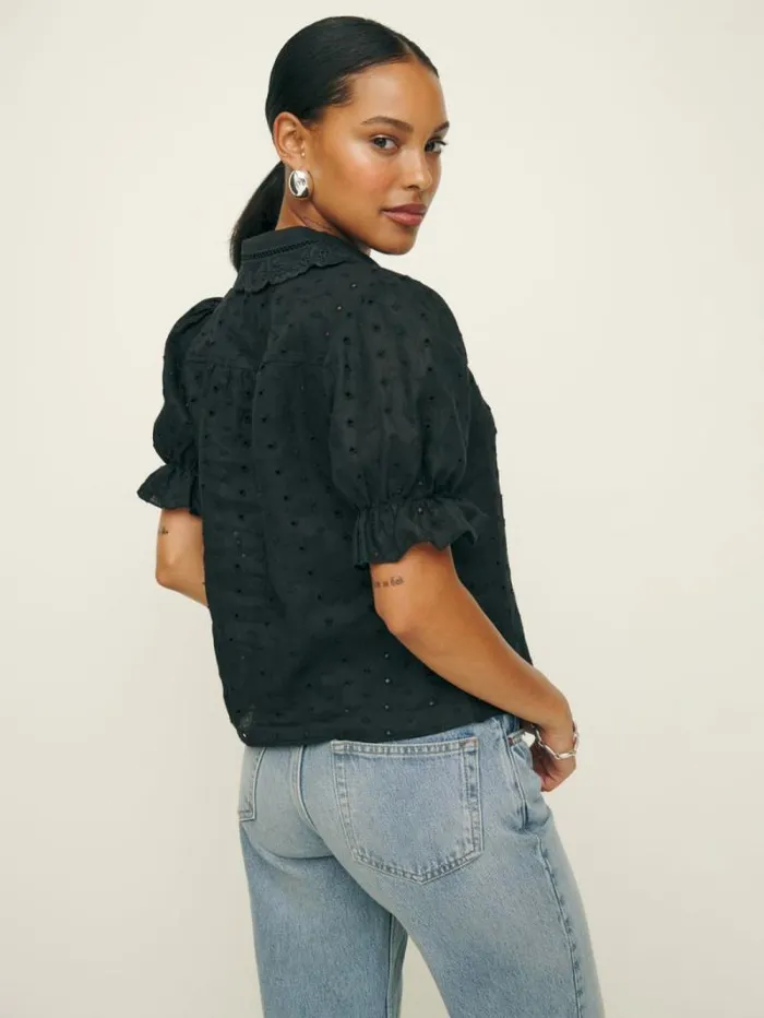 The Reformation Gibson Top Black Eyelet 8211 Clothing