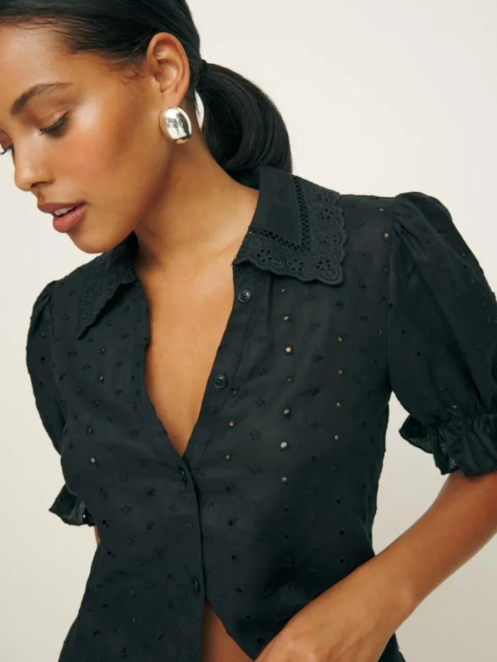The Reformation Gibson Top Black Eyelet 8211 Clothing