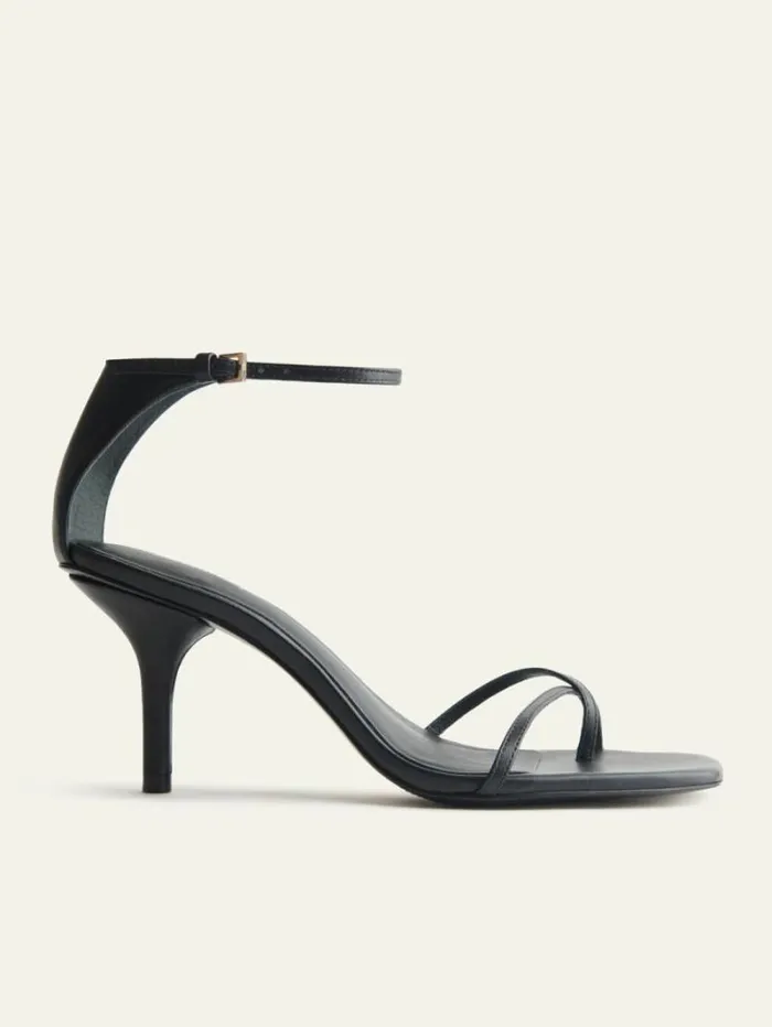 The Reformation Gigi Strappy Mid Heel Sandal Black 8211 WeddingsShoes