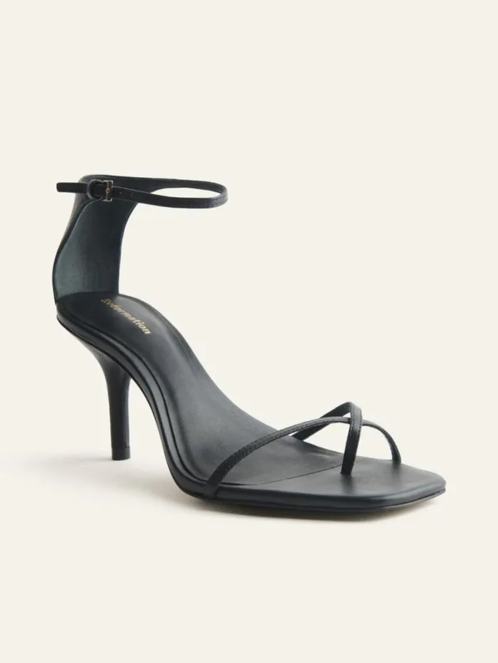 The Reformation Gigi Strappy Mid Heel Sandal Black 8211 WeddingsShoes