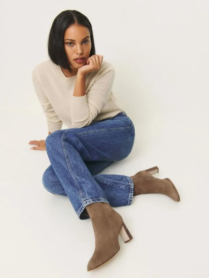 The Reformation Gillian Ankle Boot Farro Suede 8211 Shoes