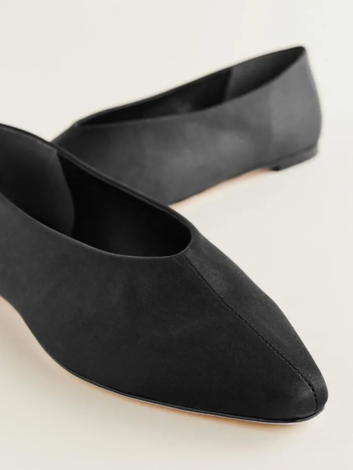 The Reformation Hailey Ballet Flat Black Satin 8211 Shoes