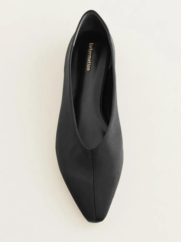 The Reformation Hailey Ballet Flat Black Satin 8211 Shoes