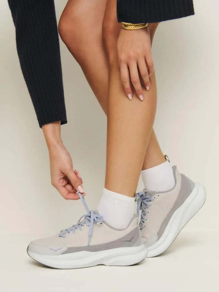 The Reformation HOKA X Reformation Mach 6 LS Crochet Flint Grey Rainy Day 8211 Shoes