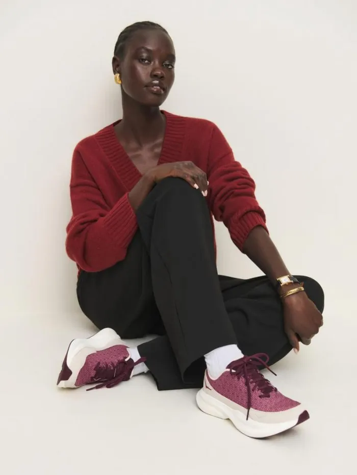 The Reformation HOKA X Reformation Mach 6 LS Monogram Syrah Savvy Red 8211 Shoes