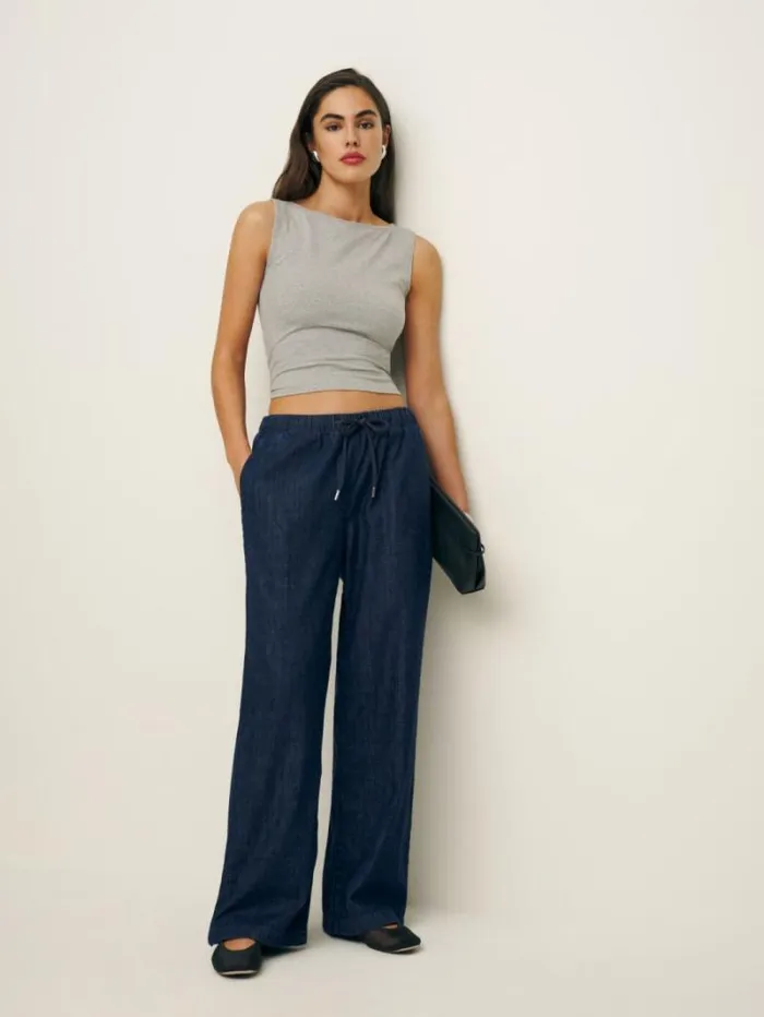The Reformation Inaya Denim Pants Inari 8211 Clothing