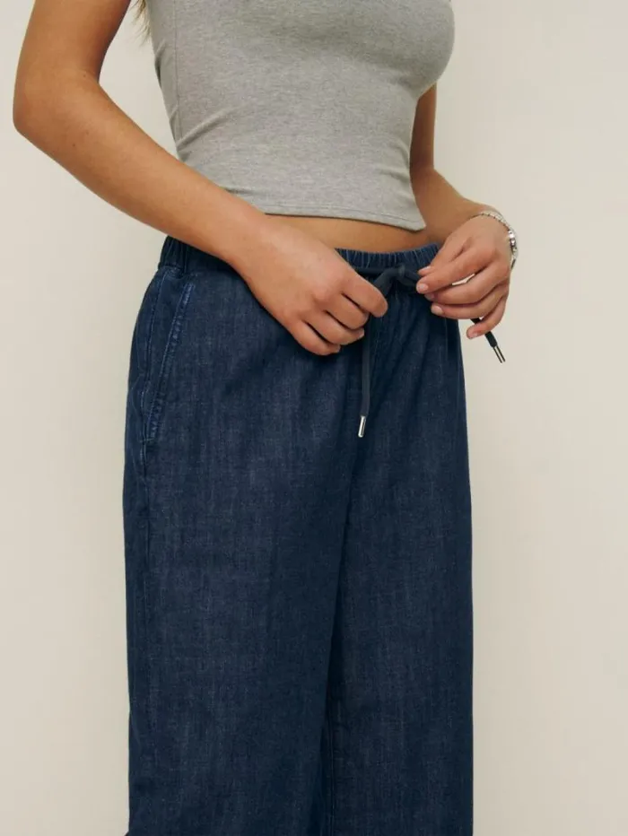 The Reformation Inaya Denim Pants Inari 8211 Clothing