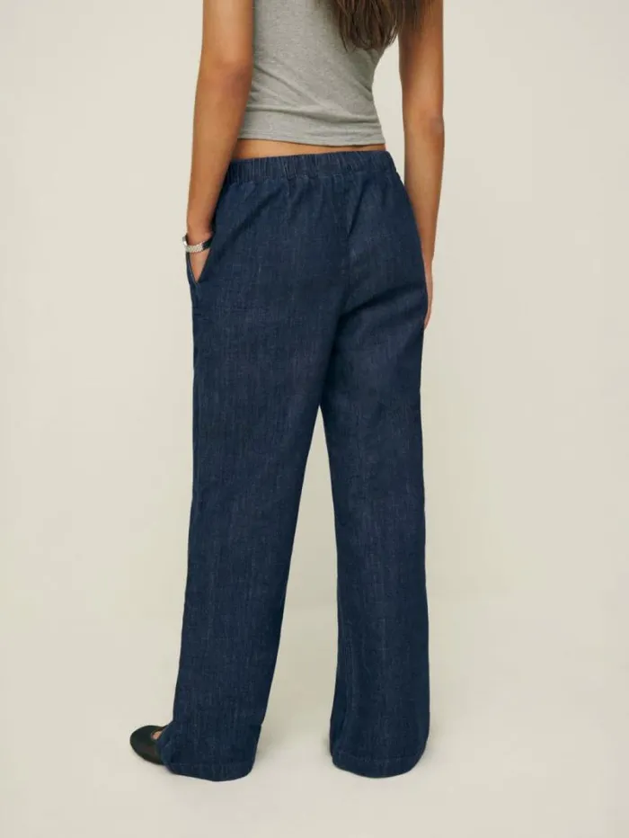 The Reformation Inaya Denim Pants Inari 8211 Clothing