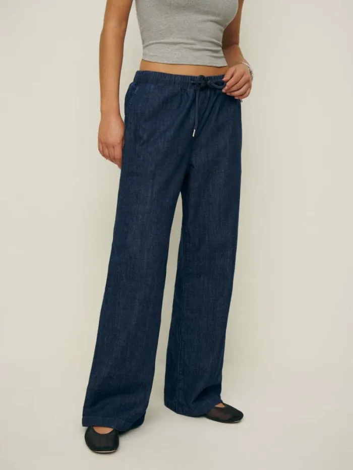The Reformation Inaya Denim Pants Inari 8211 Clothing