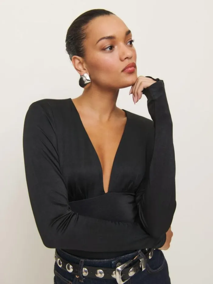The Reformation Ines Knit Top Black 8211 Clothing
