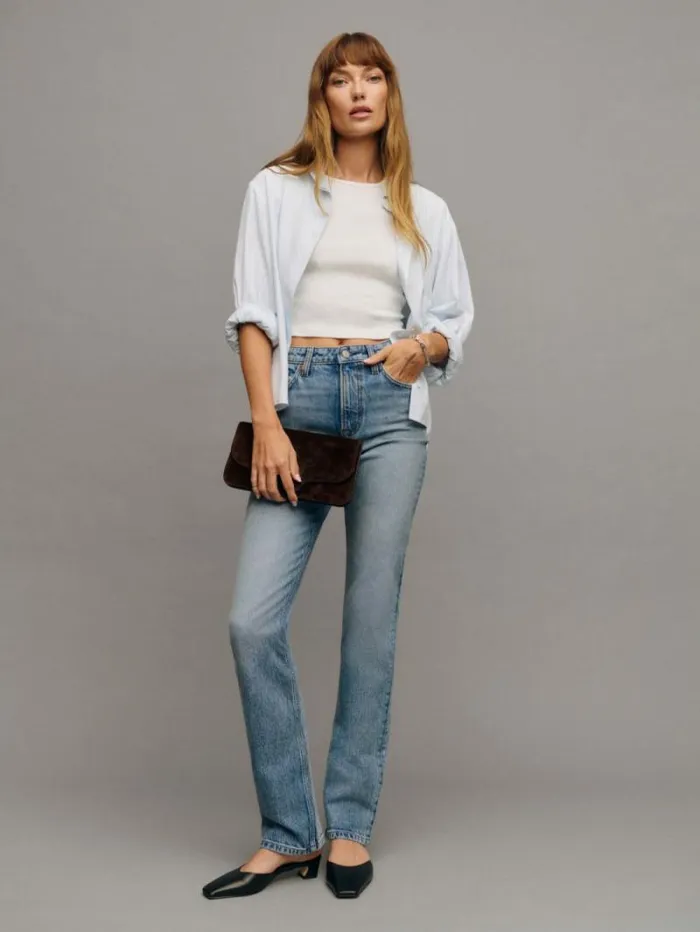 The Reformation Jax Stretch High Rise Straight Jeans Norris 8211 Clothing