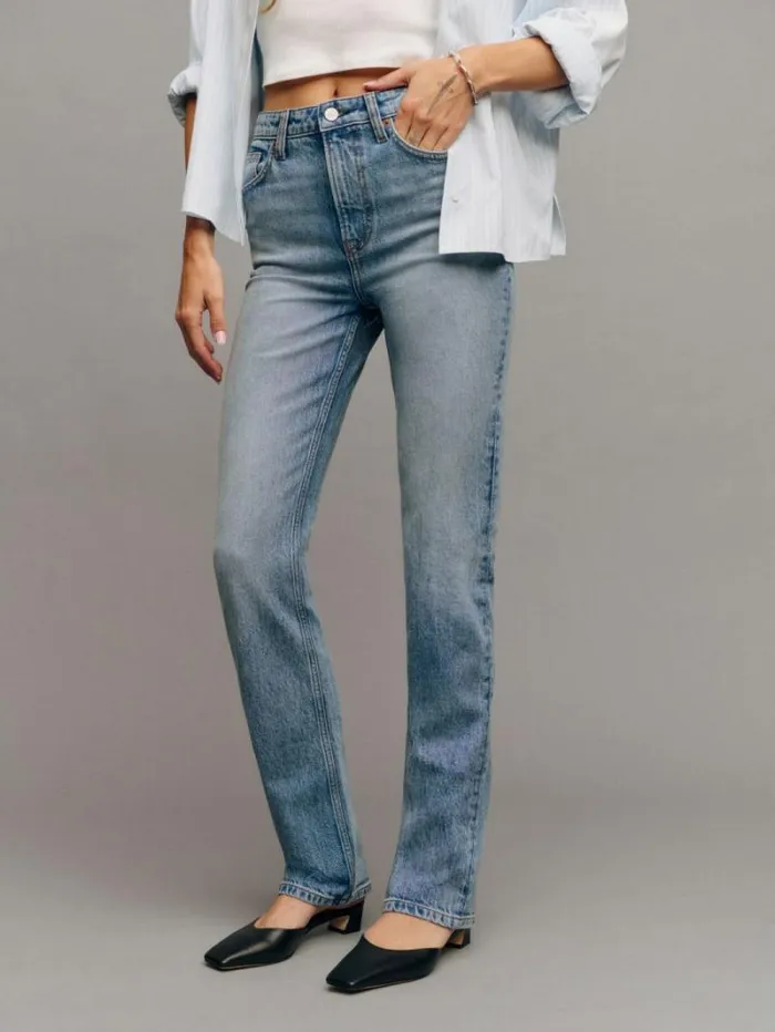 The Reformation Jax Stretch High Rise Straight Jeans Norris 8211 Clothing