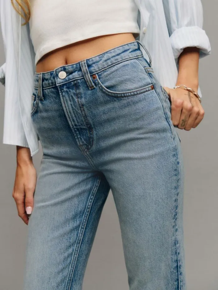 The Reformation Jax Stretch High Rise Straight Jeans Norris 8211 Clothing