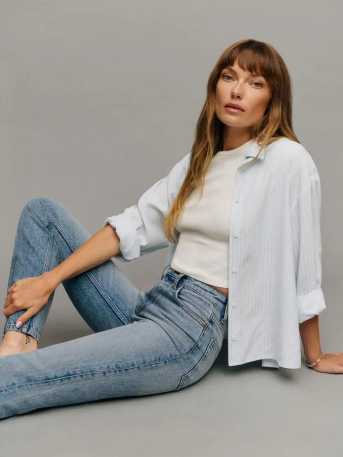 The Reformation Jax Stretch High Rise Straight Jeans Norris 8211 Clothing