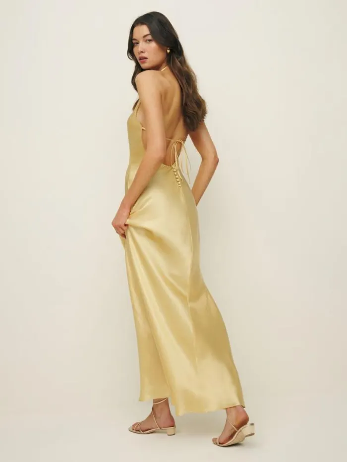 The Reformation Jeany Silk Dress Sunshine 8211 ClothingWeddings